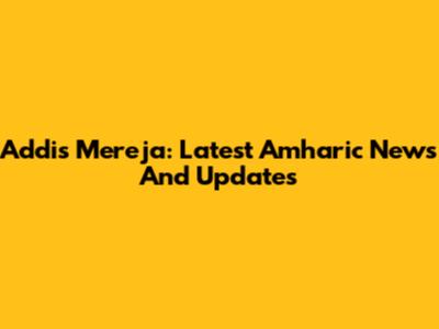 Addis Mereja: Latest Amharic News And Updates