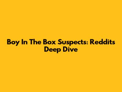 Boy In The Box Suspects: Reddit's Deep Dive