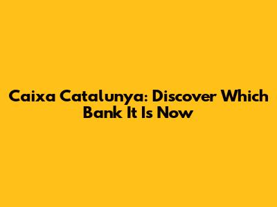 Caixa Catalunya: Discover Which Bank It Is Now
