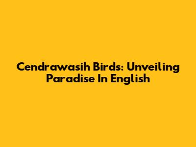 Cendrawasih Birds: Unveiling Paradise In English