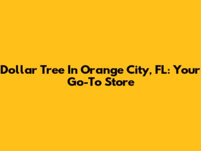 Dollar Tree In Orange City, FL: Your Go-To Store
