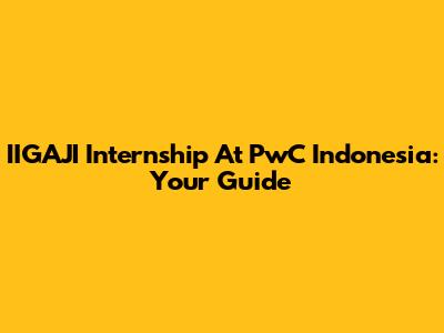 IIGAJI Internship At PwC Indonesia: Your Guide