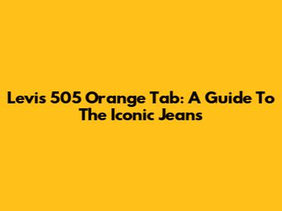 Levi's 505 Orange Tab: A Guide To The Iconic Jeans