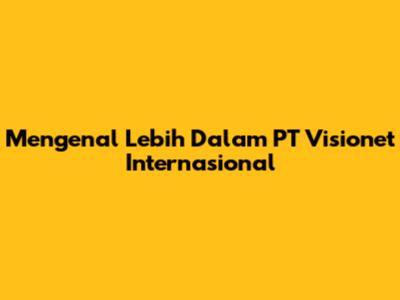 Mengenal Lebih Dalam PT Visionet Internasional