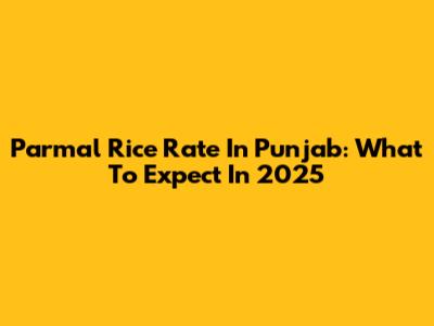 Parmal Rice Rate In Punjab: What To Expect In 2025