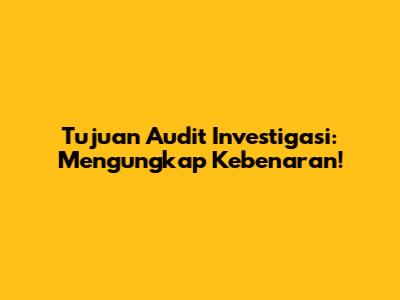 Tujuan Audit Investigasi: Mengungkap Kebenaran!