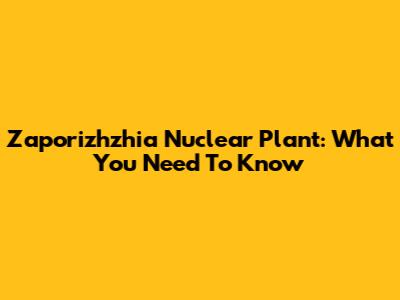 Zaporizhzhia Nuclear Plant: What You Need To Know
